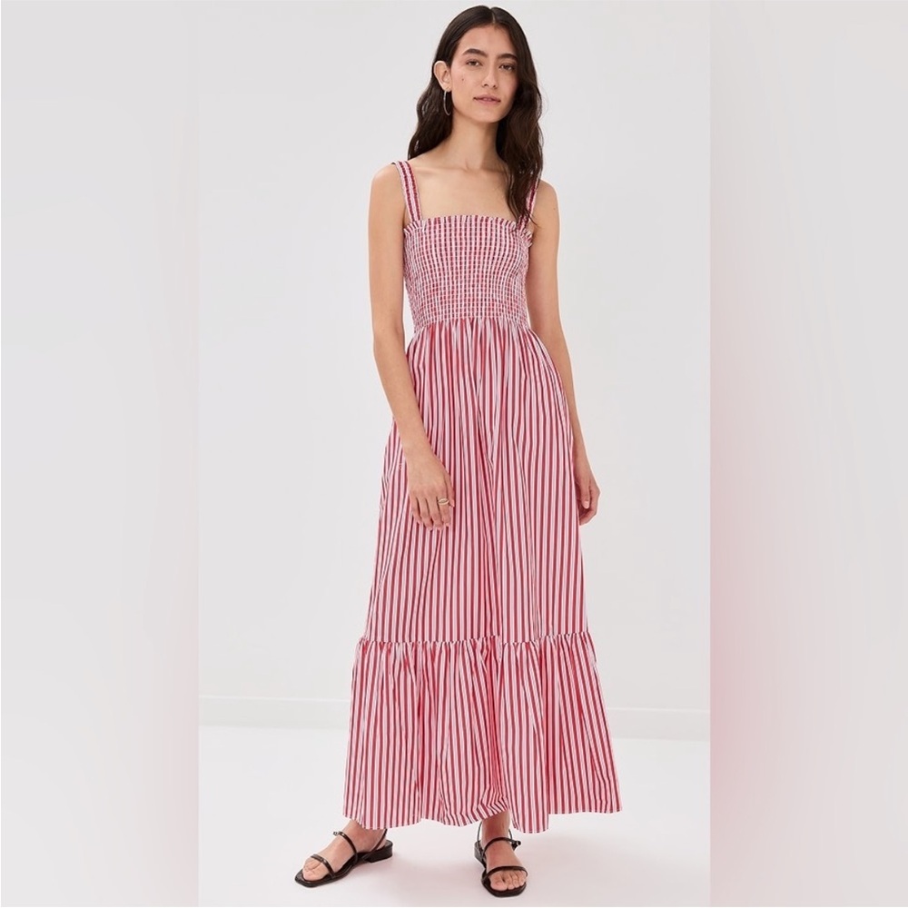 HILL HOUSE Anjuli Nap Dress Red Stripe Maxi S